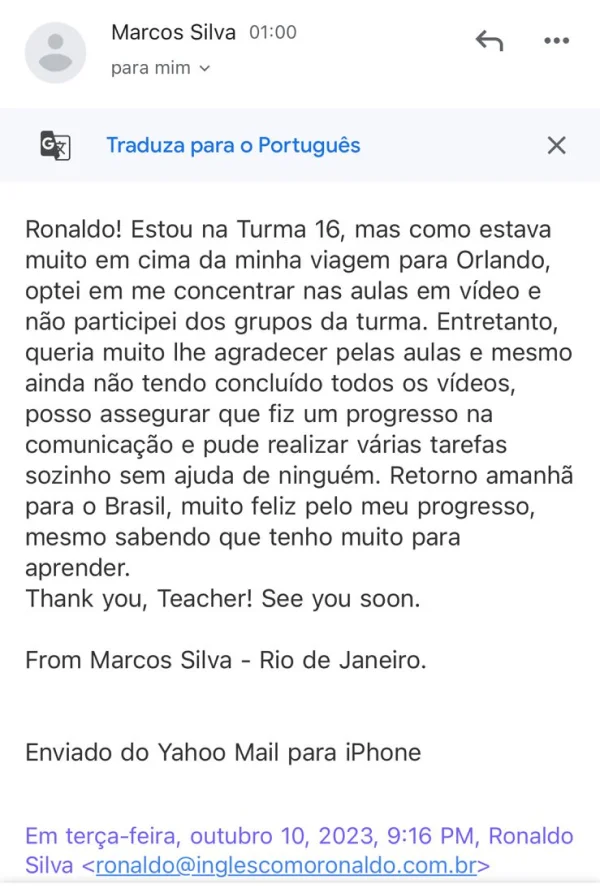 Depoimento de aluno 3